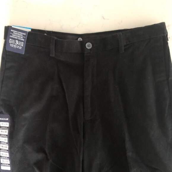 Haggar Premium Stretch Corduroy Classic Fit Straight Leg Pants Black 36x30 NWT - Picture 5 of 16